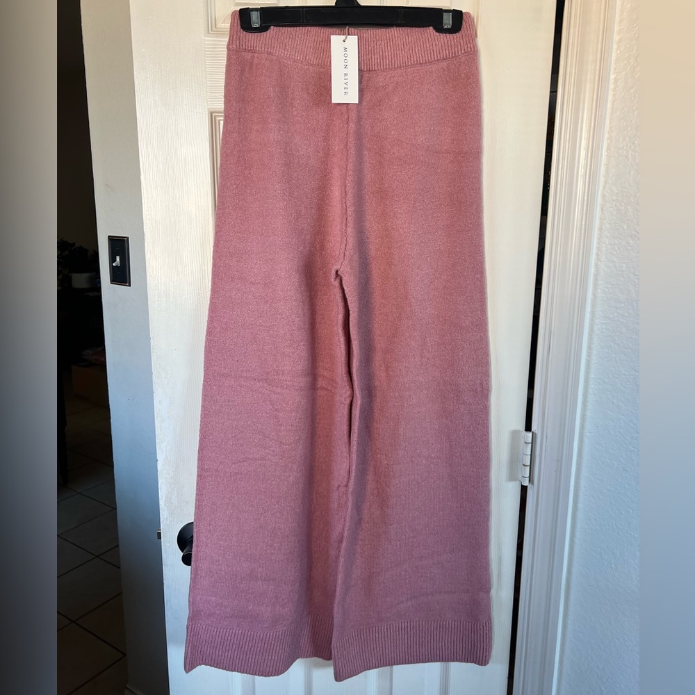 Moon River  Casual Mauve Wide leg Knit Pants S